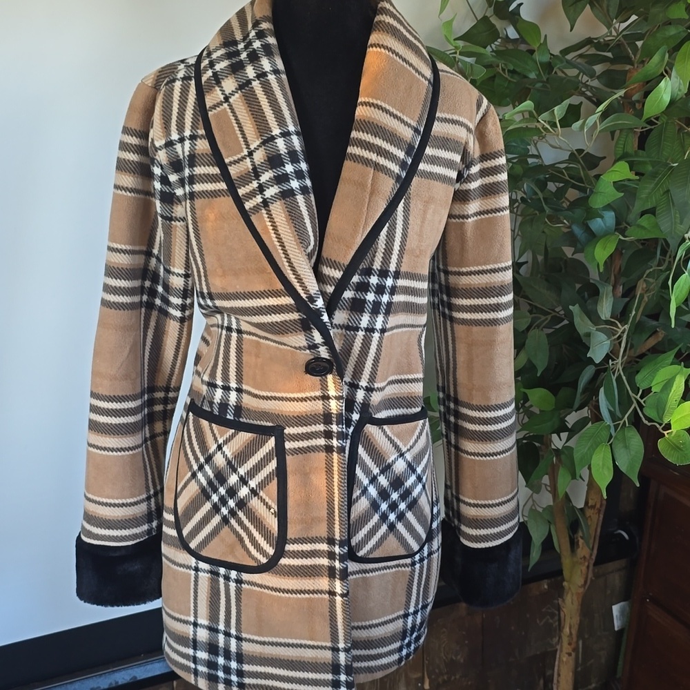 Plaid Shawl Collar Coat